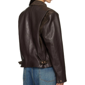 Sculpted Women's Brown Leather Jacket