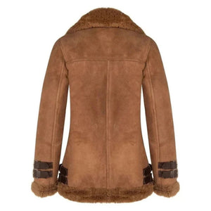 Women's Tan Brown Shearling Fur Real Leather Jacket