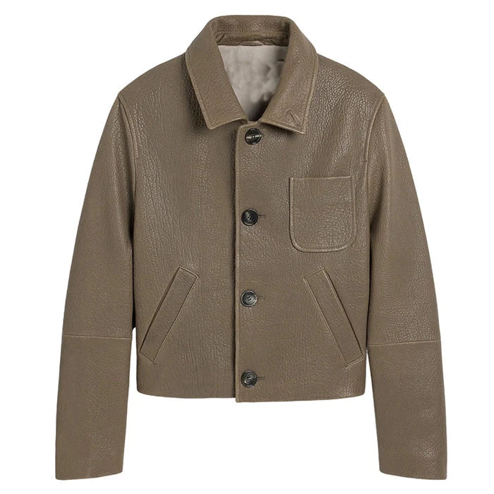 Grafton Box Long Sleeve Texture Leather Jacket