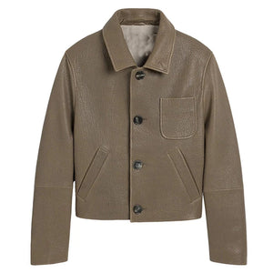 Grafton Box Long Sleeve Texture Leather Jacket