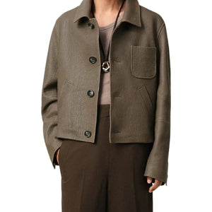 Grafton Box Long Sleeve Texture Leather Jacket