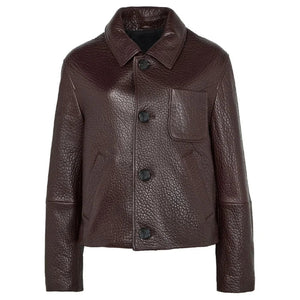 Echelon Burgundy Long Sleeve Texture Leather Jacket