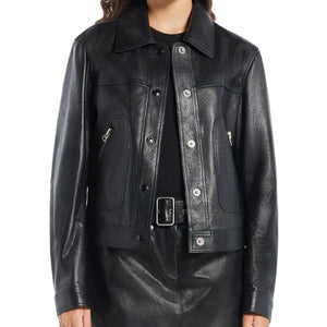 Thorne Premium Black Leather Button-Up Jacket