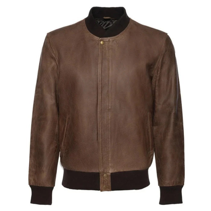 Men's Brown Levi Bomber Leather Jacket