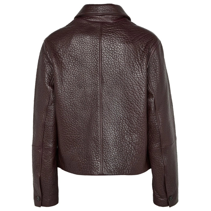 Echelon Burgundy Long Sleeve Texture Leather Jacket