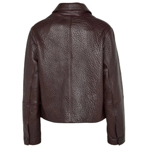 Echelon Burgundy Long Sleeve Texture Leather Jacket