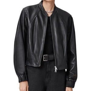 Lorena Clean-Cut Real Leather Bomber Jacket