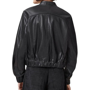 Lorena Clean-Cut Real Leather Bomber Jacket