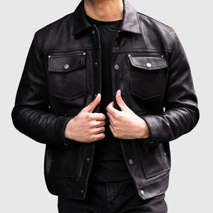 Men's Heavy-Duty Roughout Cruiser Leather Jacket
