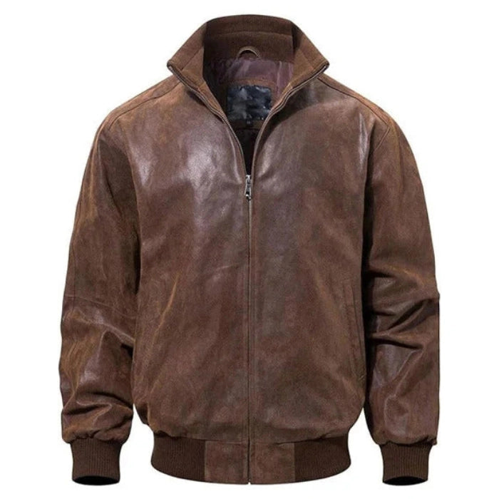 Men's Casual Real Bomber Leather Jacket