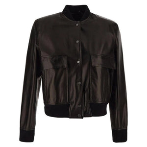 Amara Long Sleeve Bomber Leather Jacket