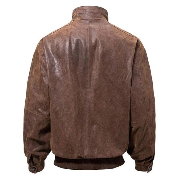 Men's Casual Real Bomber Leather Jacket
