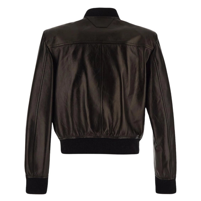 Amara Long Sleeve Bomber Leather Jacket