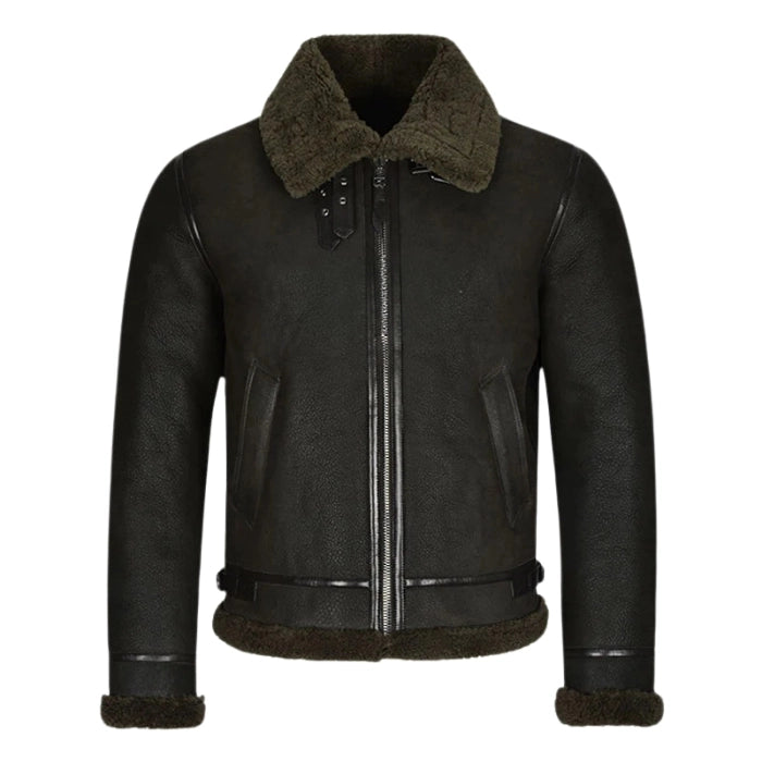 Valkor Sheepskin B3 Bomber Shearling Jacket Olive
