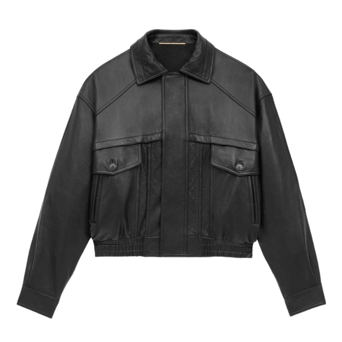 Ivana Lambskin Bomber Jacket Soft Luxury Leather