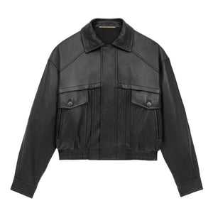 Ivana Lambskin Bomber Jacket Soft Luxury Leather