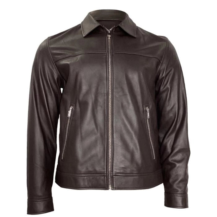 Refined Men's Zipped Lambskin Leather Jacket