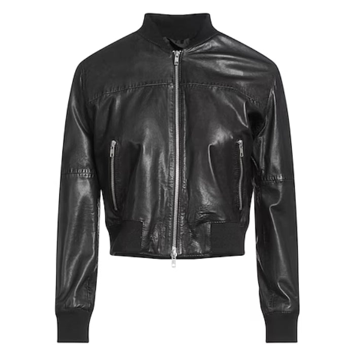 Women's Black Express Bomber Leather Jacket