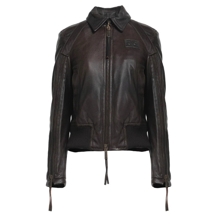 Women's Squared Bomber Leather Jacket