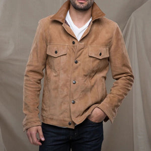 Suede Tobacco Trucker Jacket