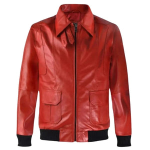 Men's Red Horizon Leather Bomber Jacket