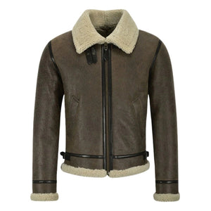 Valkor Sheepskin B3 Bomber Shearling Jacket Olive Brown