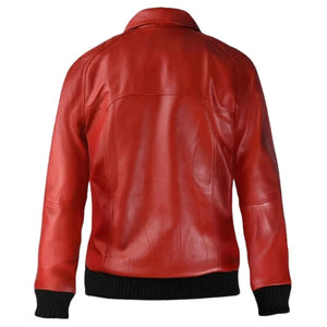 Men's Red Horizon Leather Bomber Jacket