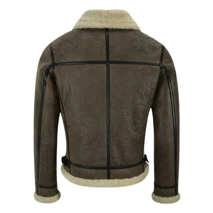 Valkor Sheepskin B3 Bomber Shearling Jacket Olive Brown