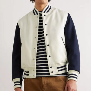 Ashford Navy & White Wool Varsity Jacket