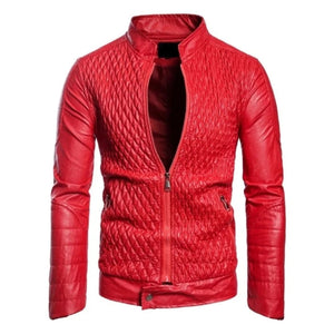 Red Diamond Quilted Original Leather Jacket