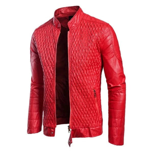 Red Diamond Quilted Original Leather Jacket