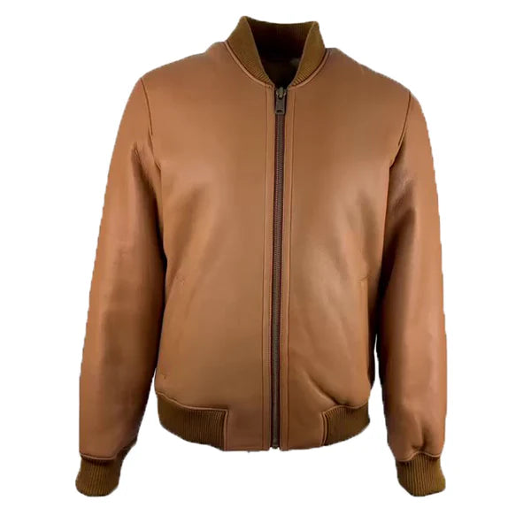 Men's Tan Jonathan Bomber Leather Jacket