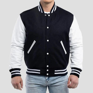 Emerald Green Wool Body & Bright White Sleeves Varsity Jacket