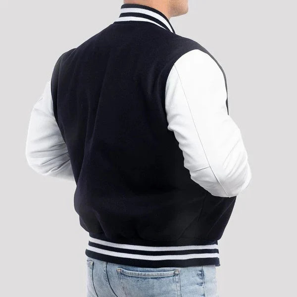 Emerald Green Wool Body & Bright White Sleeves Varsity Jacket