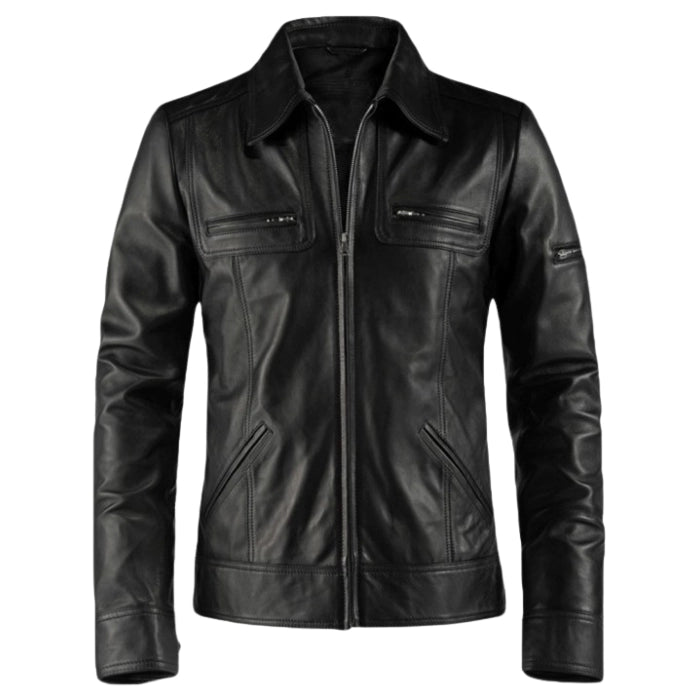 Men's Black Sable Genuine Leather Jacket