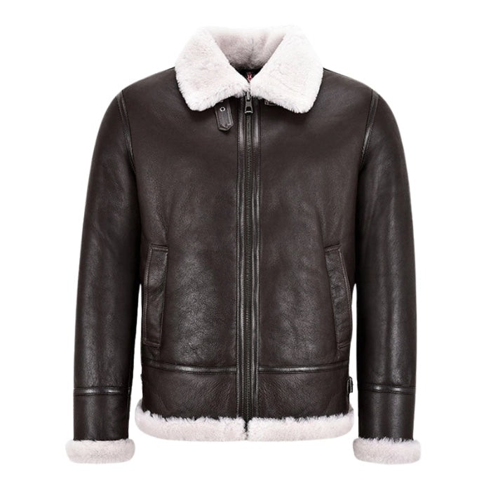 Molvik B3 Shearling Flying Leather Bomber Jacket Sheepskin White Fur