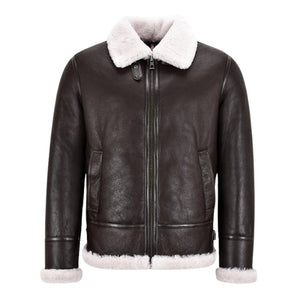 Molvik B3 Shearling Flying Leather Bomber Jacket Sheepskin White Fur