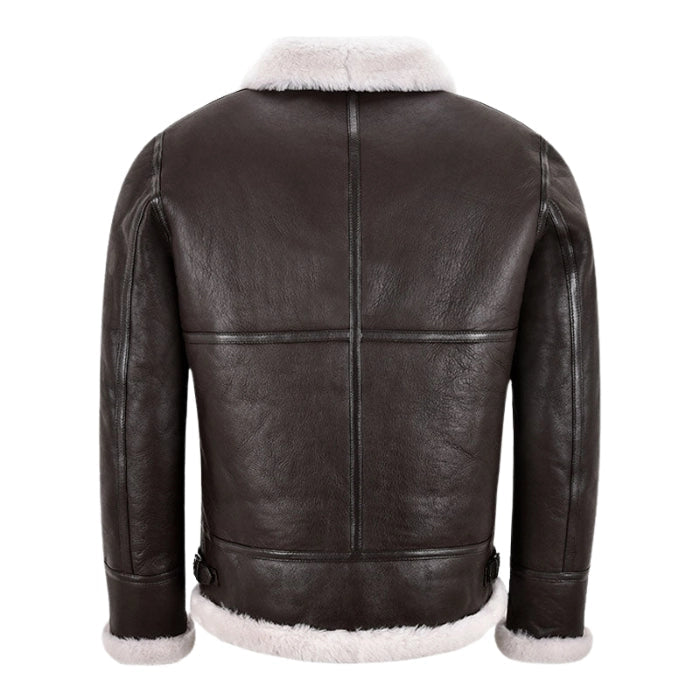 Molvik B3 Shearling Flying Leather Bomber Jacket Sheepskin White Fur