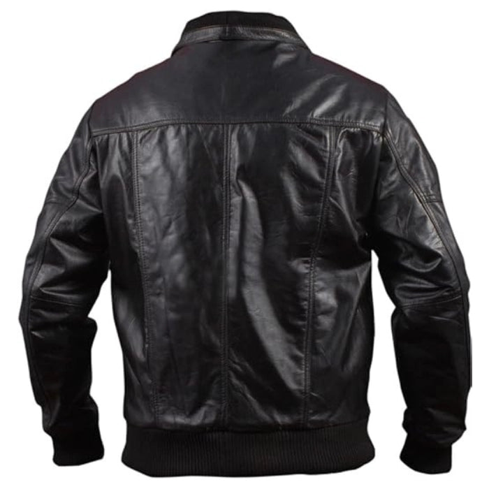 Zavien Black Luxury Leather Bomber Jacket