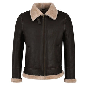 Molvik B3 Shearling Flying Leather Bomber Jacket Sheepskin Beige Fur