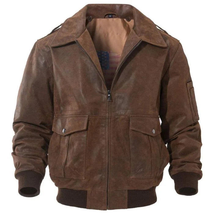 Men's Air Force Flight Aviator Bomber Leather Jacket