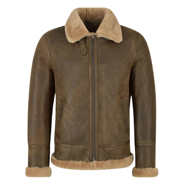 Molvik B3 Shearling Flying Leather Bomber Jacket Sheepskin Warm Fur