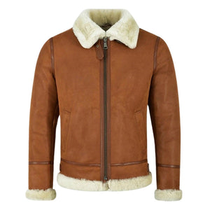 Molvik B3 Shearling Flying Leather Bomber Jacket Sheepskin Tan