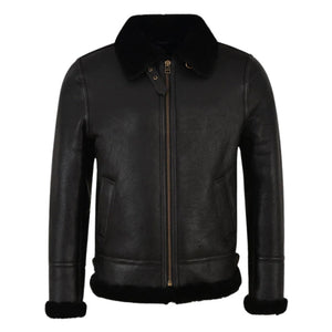 Molvik B3 Shearling Flying Leather Bomber Jacket Sheepskin Black