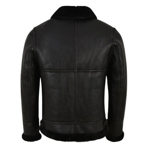 Molvik B3 Shearling Flying Leather Bomber Jacket Sheepskin Black