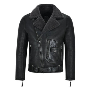Ravager B3 Sheepskin Pilot Shearling Leather Jacket Black