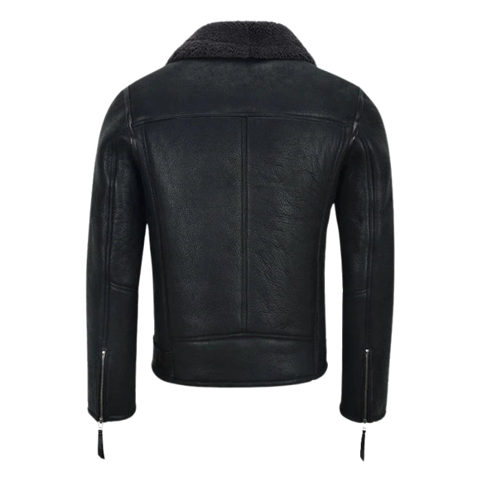 Ravager B3 Sheepskin Pilot Shearling Leather Jacket Black