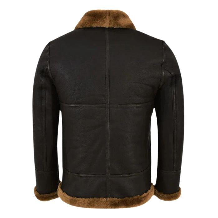 Melnor Shearling Leather Aviator Jacket Dark Brown