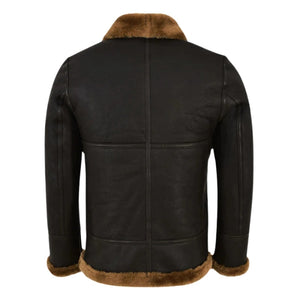 Melnor Shearling Leather Aviator Jacket Dark Brown