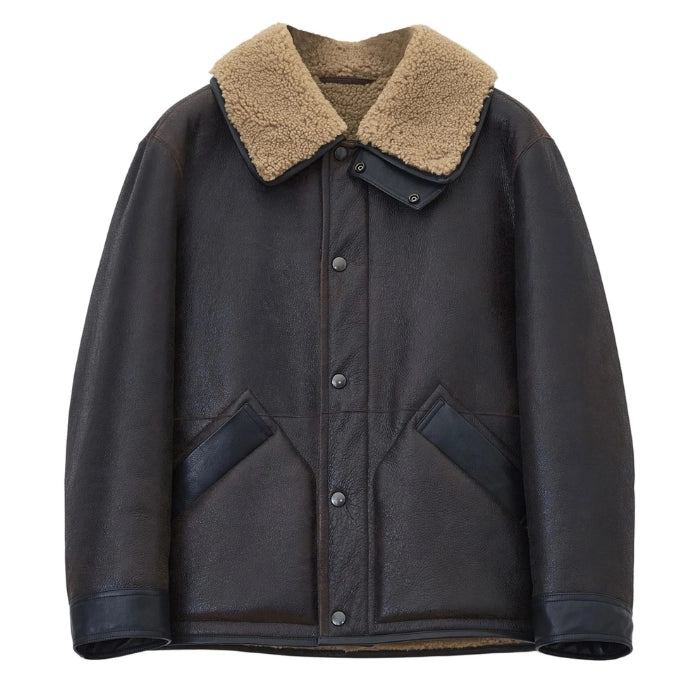 Ulmira Sherpa Black Shearling Leather Jacket